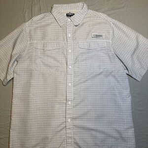 Habit Blue Checked Large Polyester Vented Fishing Shirt